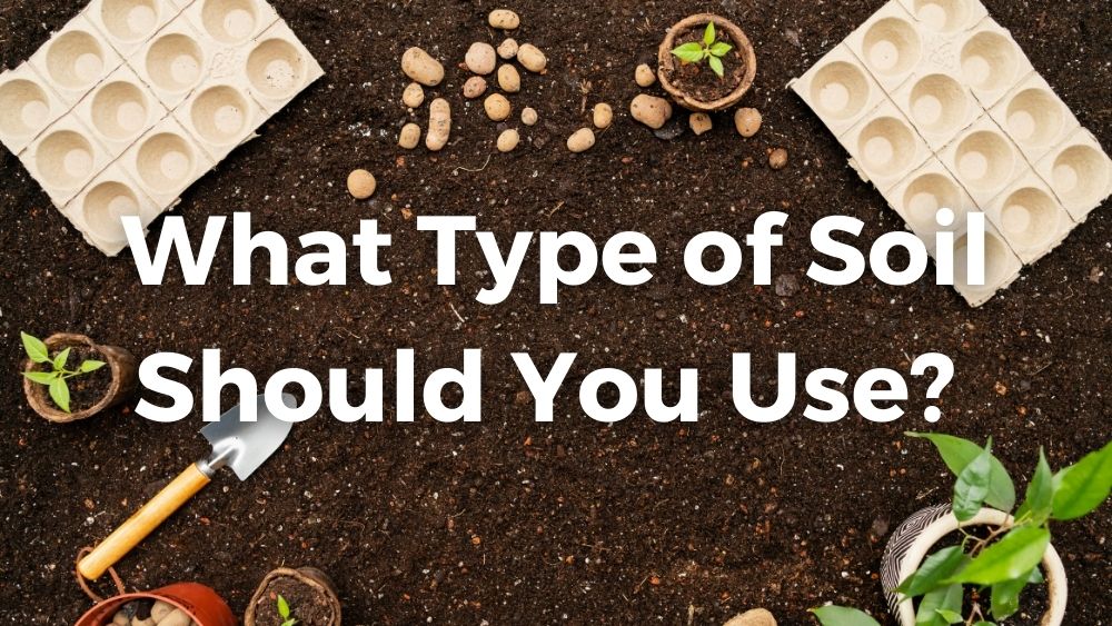 soil with gardening tools and pots