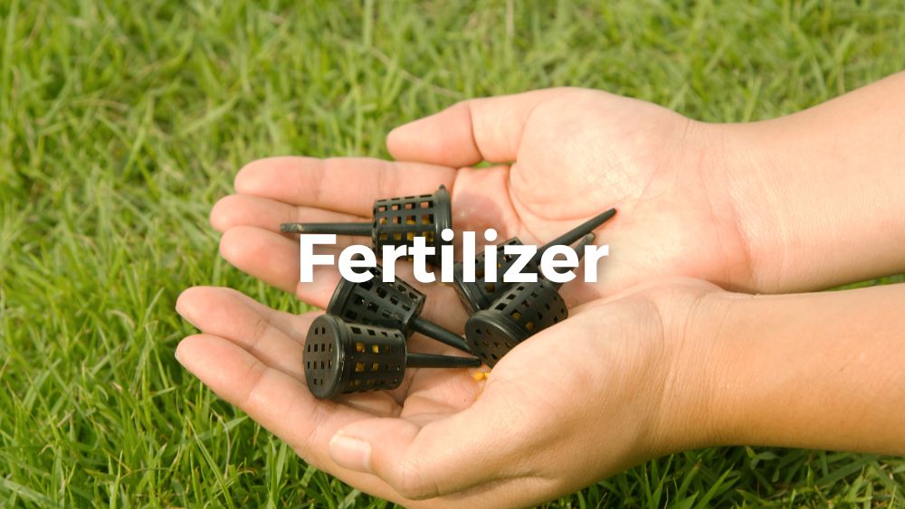close up slow release fertilizer basket in hand